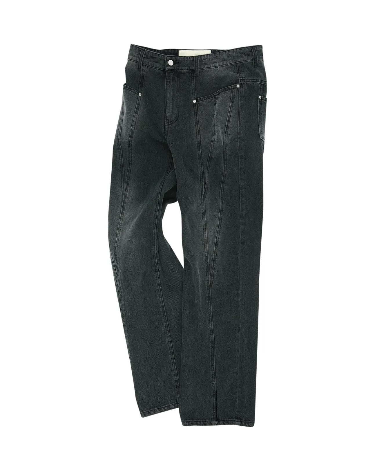 Andersson Bell Sierra Panel Wide-Leg Jeans Apa608M(Washed Black)-Men Trousers