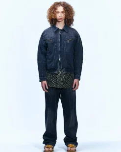 Andersson Bell Sierra Panel Wide-Leg Jeans Apa608M(Washed Black)-Men Trousers