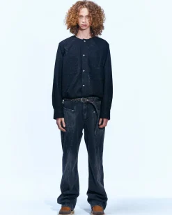 Andersson Bell Sierra Panel Wide-Leg Jeans Apa608M(Washed Black)-Men Trousers