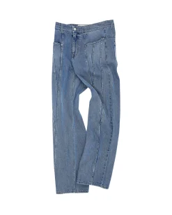 Andersson Bell Sierra Panel Wide-Leg Jeans Apa608M(Washed Blue)-Men Trousers