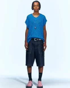 Andersson Bell Sustainable Knit Vest Atb671M(Sea)-Men Knitwear