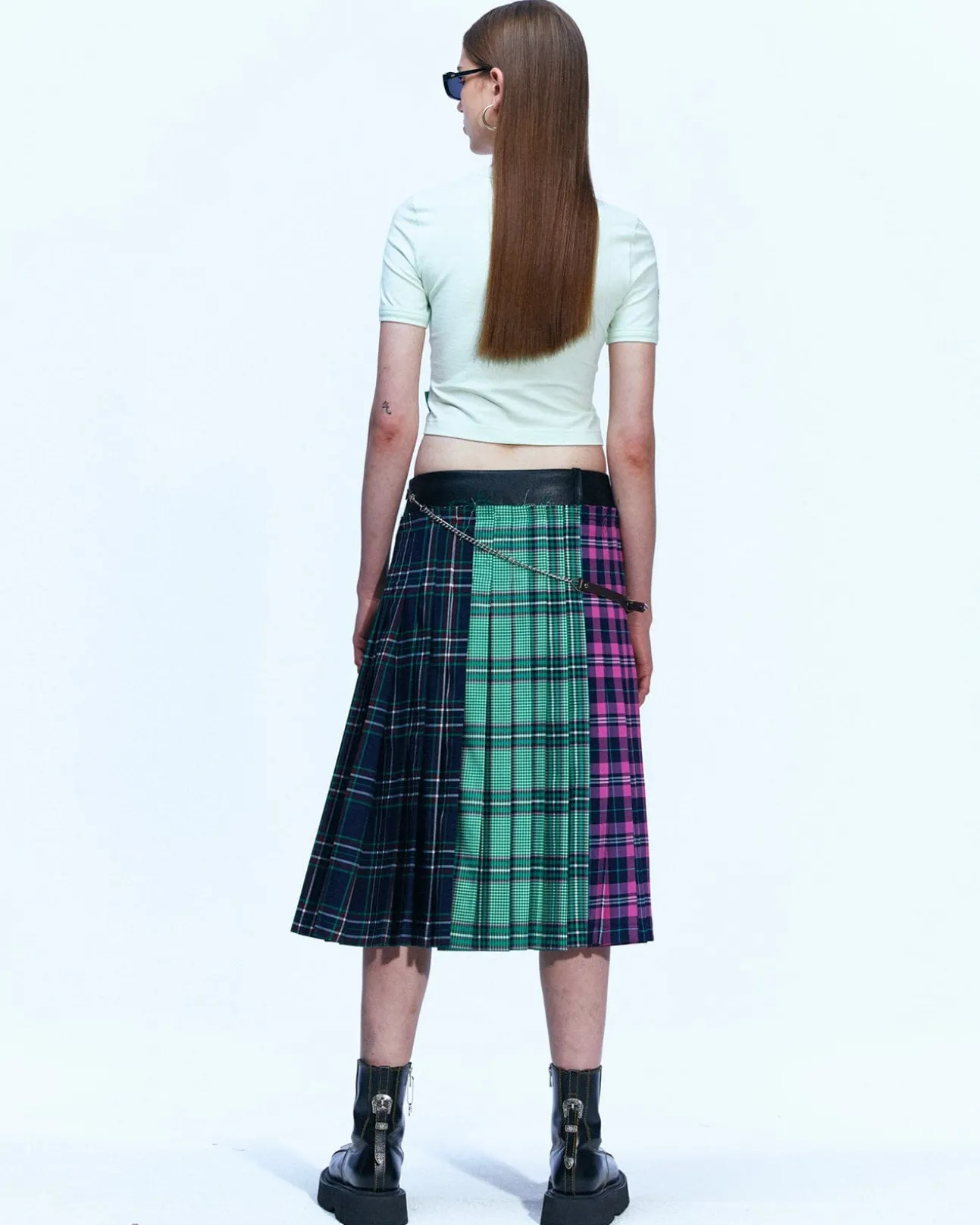 Andersson Bell Taga Check Pleats Skirt Apa601W(Multi)-Women Skirts