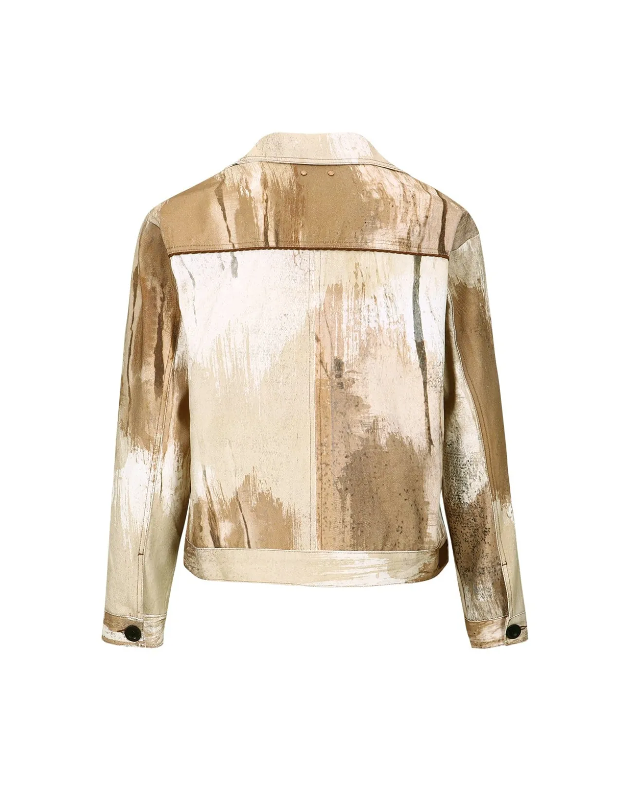 Andersson Bell Tawney Beige Print Denim Trucker Jacket Awa512M(Sand)-Men Outerwear