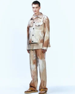 Andersson Bell Tawney Beige Print Denim Apa595M(Sand)-Men Trousers