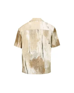 Andersson Bell Tawney Beige Print Open Collar Shirts Atb851M(Sand)-Men Shirts