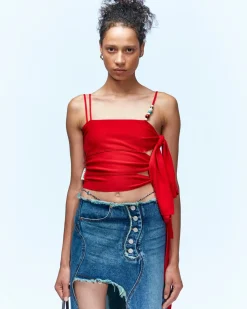 Andersson Bell Tori Tying Knit Top Atb931W(Red)-Women Tops