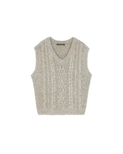Andersson Bell Totto Cable Vest (Italian Yarn) Atb667M(Ivory/Beige)-Men Knitwear