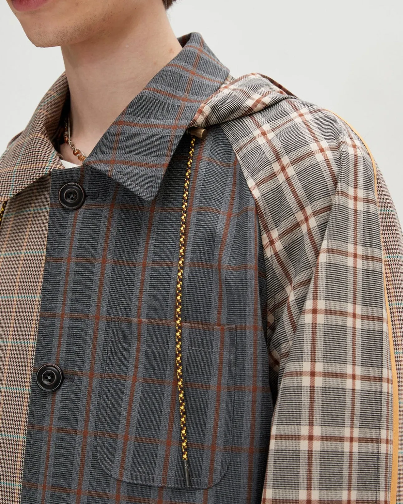 Andersson Bell Unisex Checked Raglan Coat Awa413U(Multi Color)-Men Outerwear