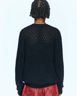 Andersson Bell Unisex Flower Man Crew Neck Sweater Atb961U(Black)-Men Knitwear