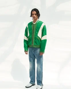 Andersson Bell Unisex Leather Motorcycle Padded Jacket Awa436U(Forest Green)-Men Outerwear