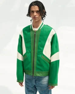 Andersson Bell Unisex Leather Motorcycle Padded Jacket Awa436U(Forest Green)-Men Outerwear