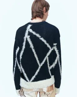 Andersson Bell Unisex Reims23 Intarsia Sweater Atb858U(Black)-Men Knitwear