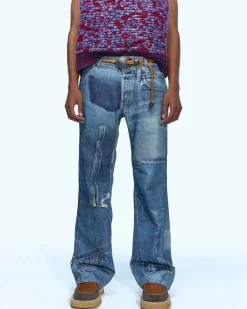 Andersson Bell Vintage Rework Printed Jeans Apa561M(Blue)-Men Trousers