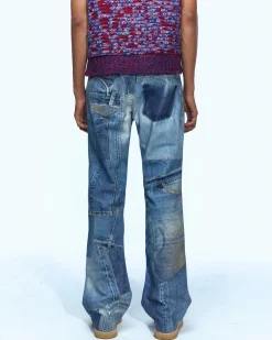 Andersson Bell Vintage Rework Printed Jeans Apa561M(Blue)-Men Trousers