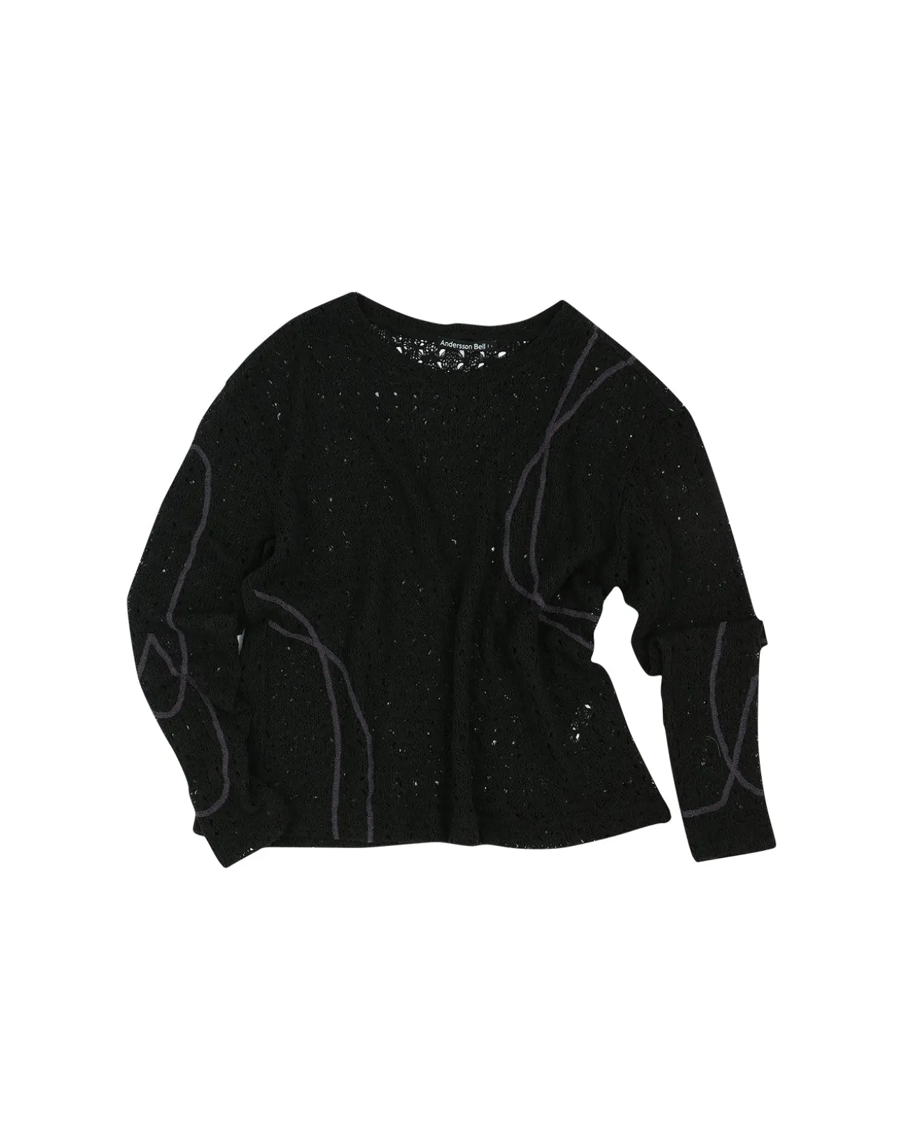 Andersson Bell Watton Net Crewneck Sweater Atb862M(Black)-Men Knitwear