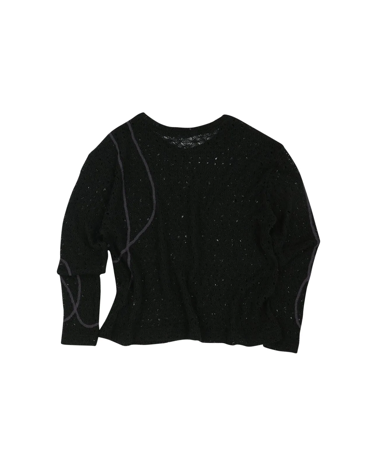 Andersson Bell Watton Net Crewneck Sweater Atb862M(Black)-Men Knitwear