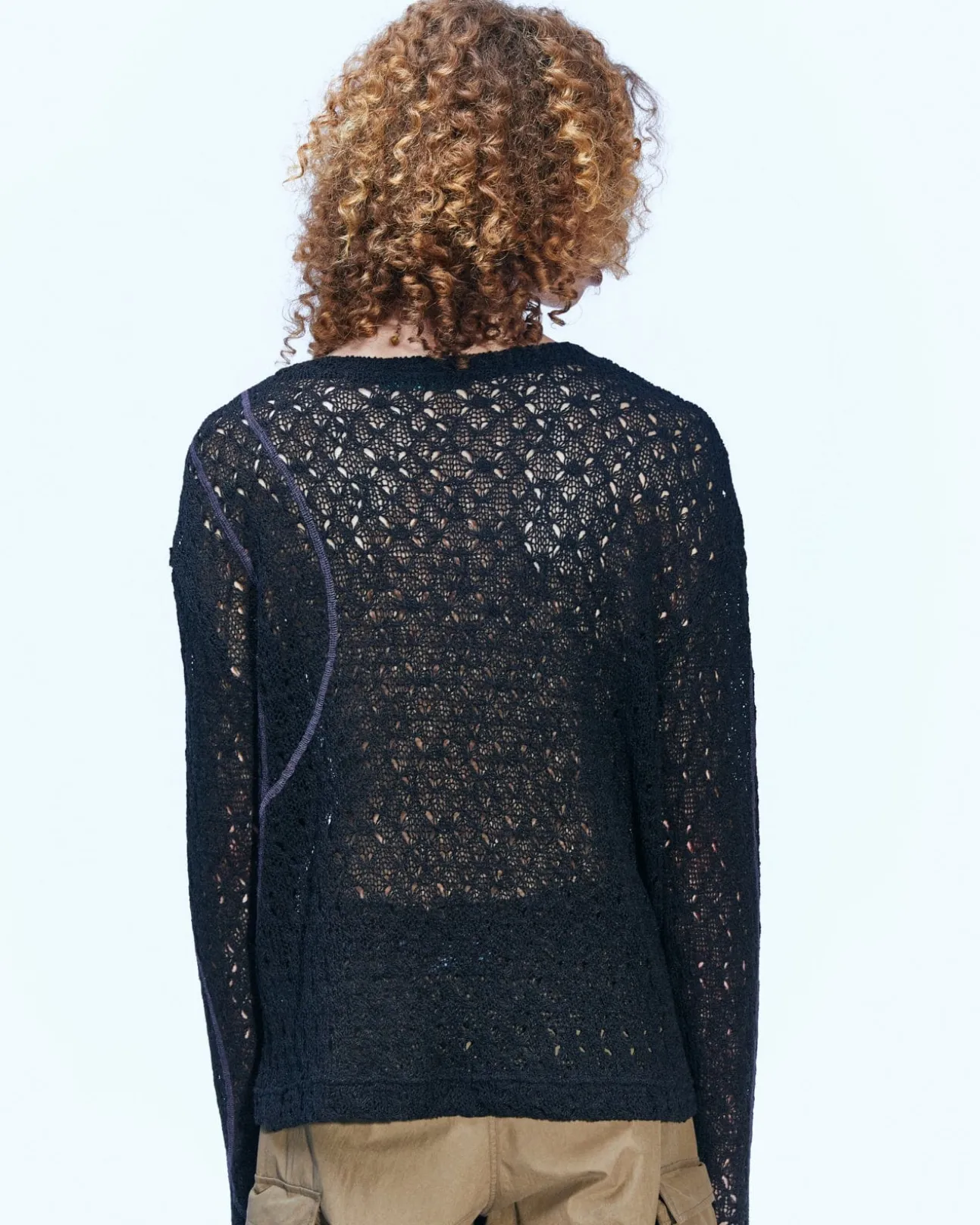 Andersson Bell Watton Net Crewneck Sweater Atb862M(Black)-Men Knitwear