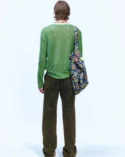 Andersson Bell Watton Net Crewneck Sweater Atb862M(Green)-Men Knitwear
