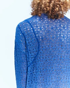 Andersson Bell Watton Net Crewneck Sweater Atb862M(Blue)-Men Knitwear