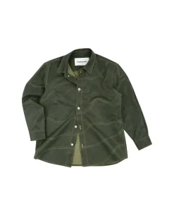 Andersson Bell Wave Faux Leather Shirts Atb949M(Khaki)-Men Shirts