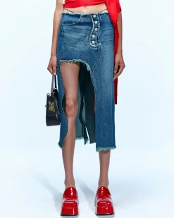 Andersson Bell Wavy Beads String Denim Skirt Apa649W(Blue)-Women Skirts