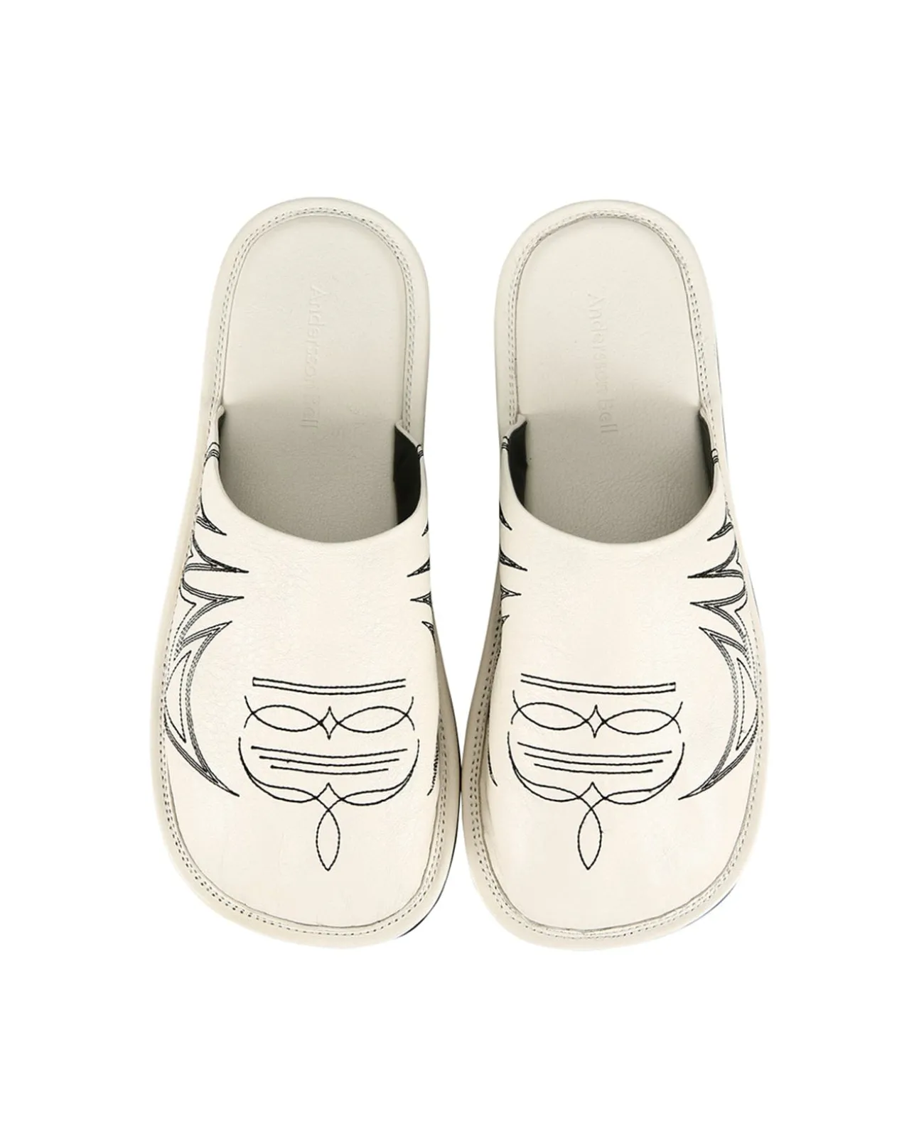 Andersson Bell Western Mule Slippers Aaa338M(White)-Men Shoes
