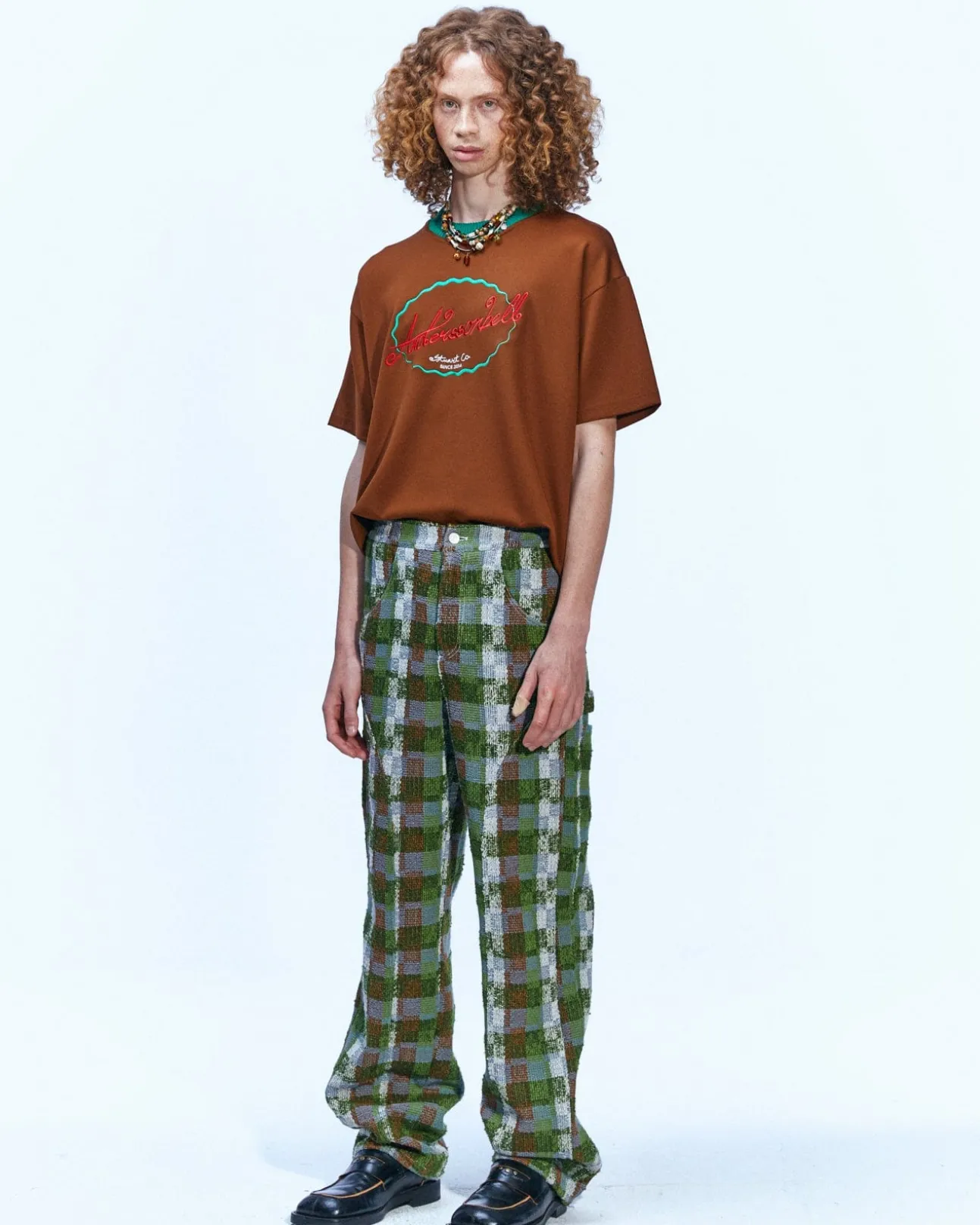 Andersson Bell (Women) (Essential) Unisex Logo Embroidery Ponte T-Shirts Atb902U(Brown)-Women Tops