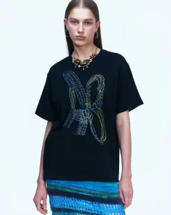 Andersson Bell (Women) (Essential) Unisex New Ab Logo Embroidery T-Shirts Atb903U(Black)-Women Tops