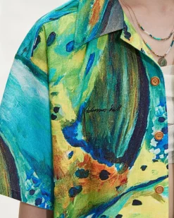 Andersson Bell (Women) Unisex Impressionist Printed Shirt Atb685U(Green)-Women Tops