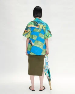 Andersson Bell (Women) Unisex Impressionist Printed Shirt Atb685U(Green)-Women Tops